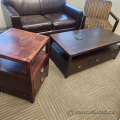 Set of Dark Brown Coffee and Side End Tables w/ Storage